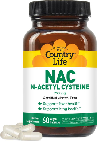 Country Life Nac N-Acetyl Cysteine 750 Mg - 60 Ct