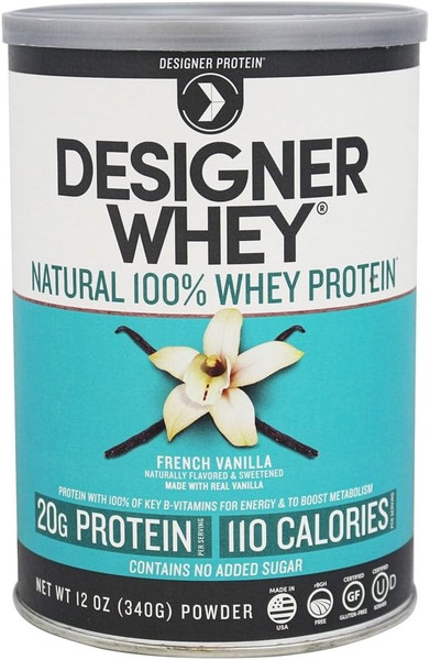 Designer Whey 100 Percent Natural Protein Powder in French Vanilla, 12 oz