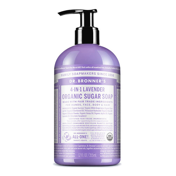 Dr. Bronner'S 4-In-1 Lavender Organic Sugar Soap - 12 Fl Oz