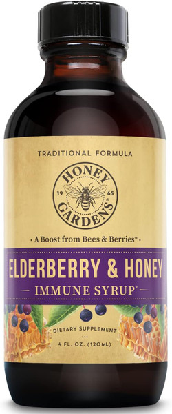 Honey Gardens Elderberry & Honey Syrup - 4 Fl Oz