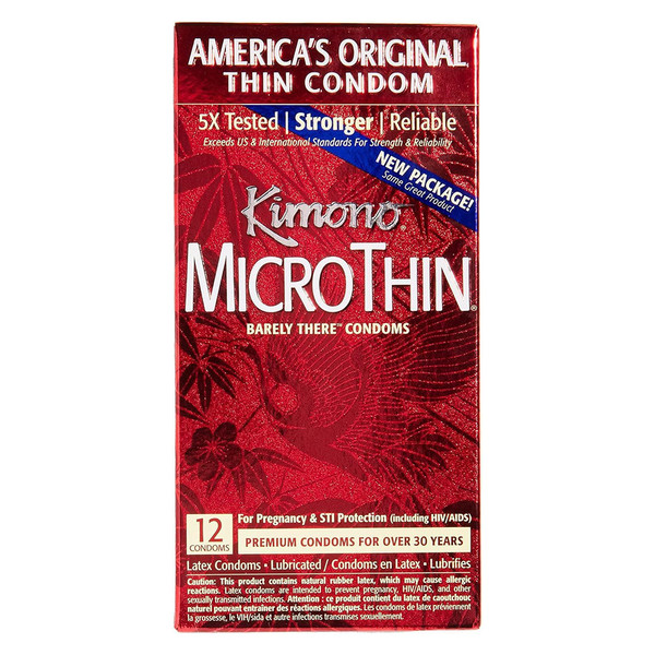 Kimono Microthin, Ultra Thin Lubricated Latex Condoms 12 Ct