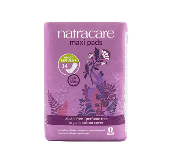 Natracare Cotton Maxi Pads Regular/Normal - 14 Ct