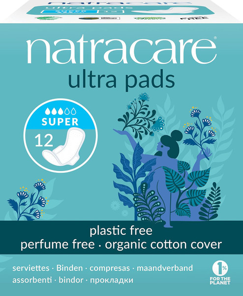 Natracare Organic Cotton Ultra Pads Super - 12 Ct