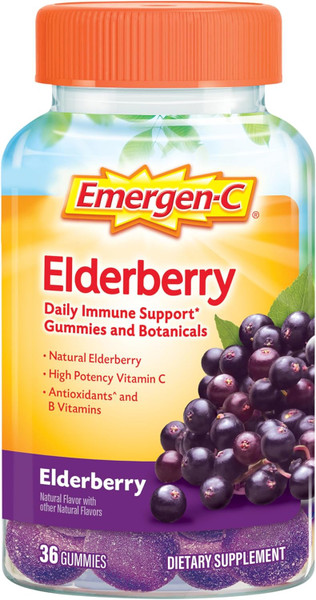 Emergen-C Elderberry Gummies, Elderberry Immune Support- 36 Count