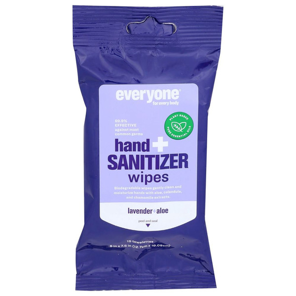 Everyone Hand Sanitizer Wipes, Lavender And Aloe, 15 Ct
