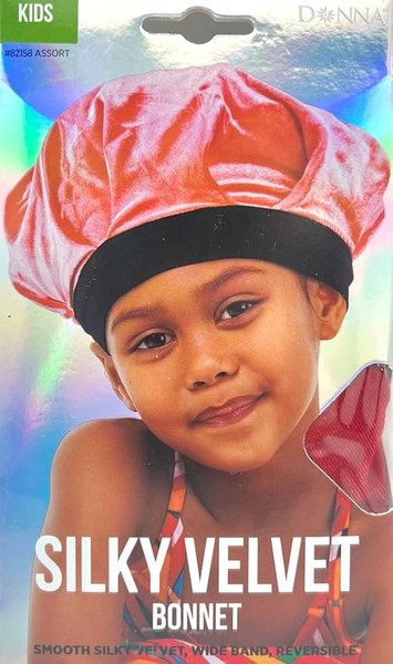 Donna Kids Silky Velvet Bonnet, Shower Cap For Girl And Kids Wide Band