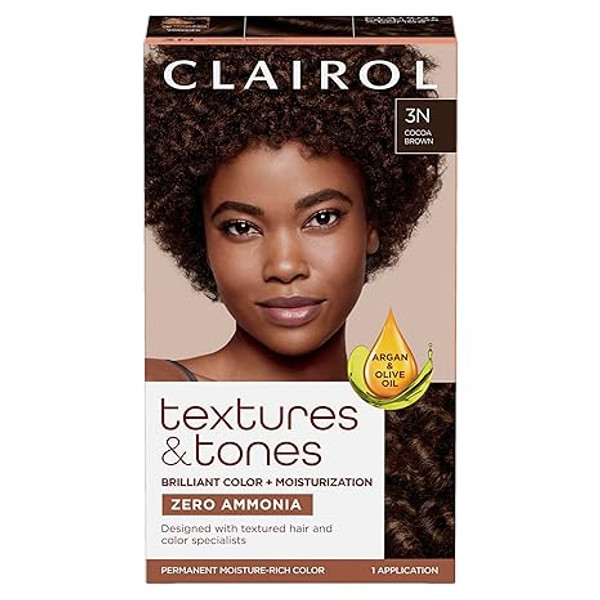 Clairol Textures & Tones Permanent Hair Dye, 3N Cocoa Brown Hair Color - 1 Ct