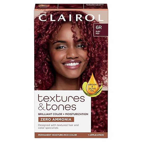 Clairol Textures & Tones Permanent Hair Dye, 6R Ruby Red Hair Color - 1 Ct