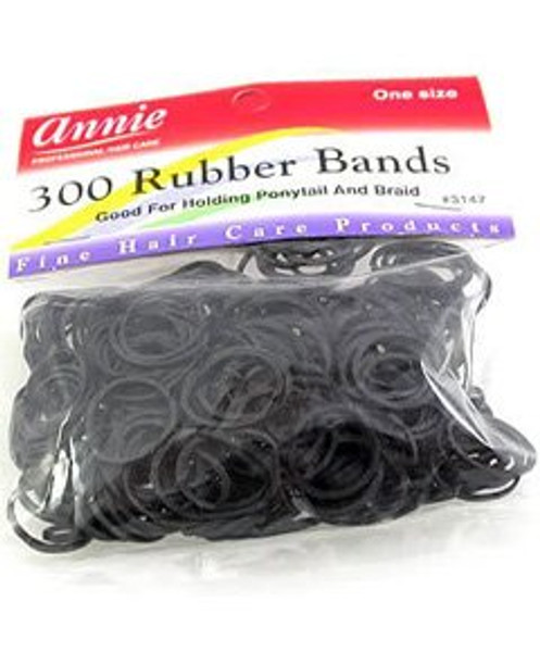 Annie Assorted Size Black Rubber Bands #3152 - 300 Ct