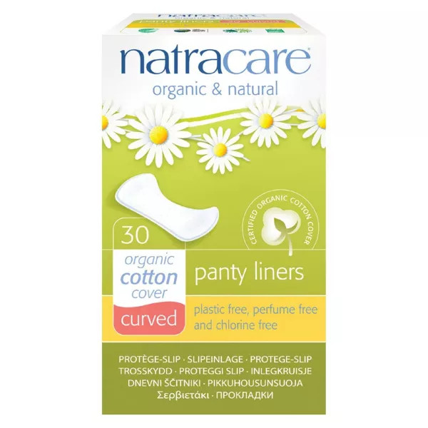 Natra Care Cotton Panty Liners Organic Curved - 30 Ct