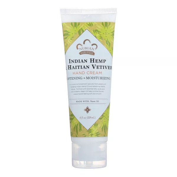 Nubian Heritage Indian Hemp And Haitian Vetiver Hand Cream - 4 Oz