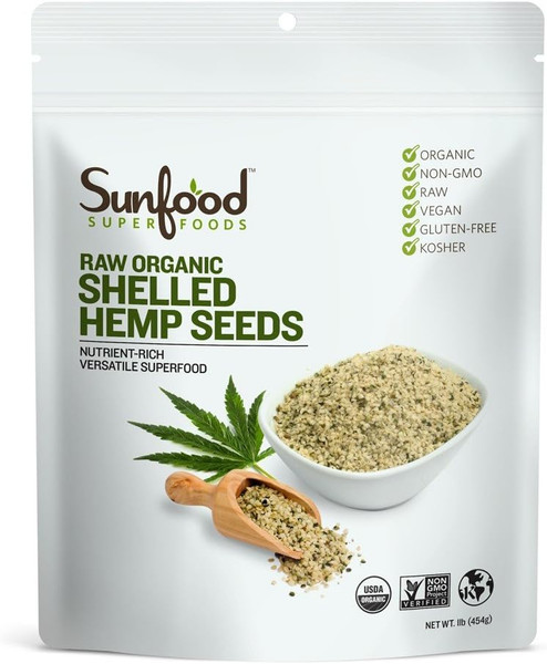 Sunfood Raw Organic Shelled Hemp Seeds - 1 Lb