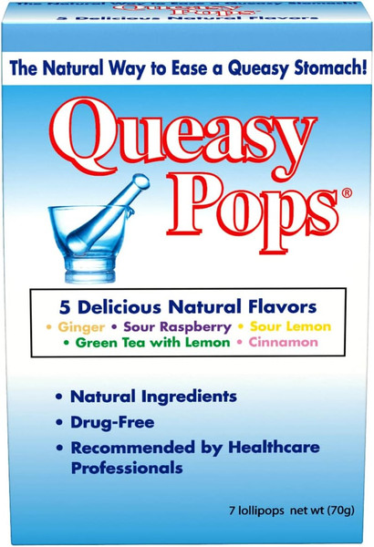 Three Lollies Queasy Pops Nausea Relief - 7 Ct