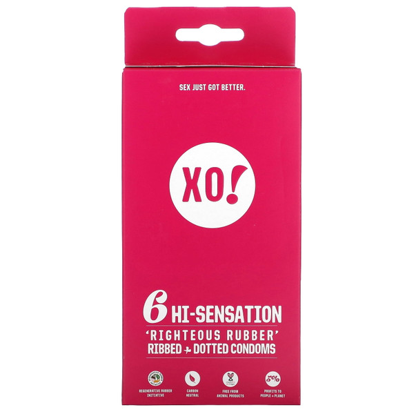 Xo! Hi-Sensation Righteous Rubber Condoms - 6 Ct