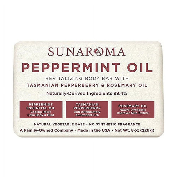 Sunaroma Peppermint Oil and Rosemary Body Bar Soap - 8 Oz