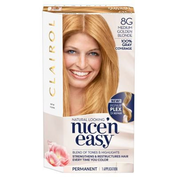 Nice 'N Easy Permanent Color, Natural Medium Golden Blonde 8G, 1 Ea
