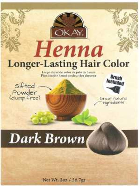 Okay Henna Long-Lasting Hair Color Dark Brown - 2 Oz