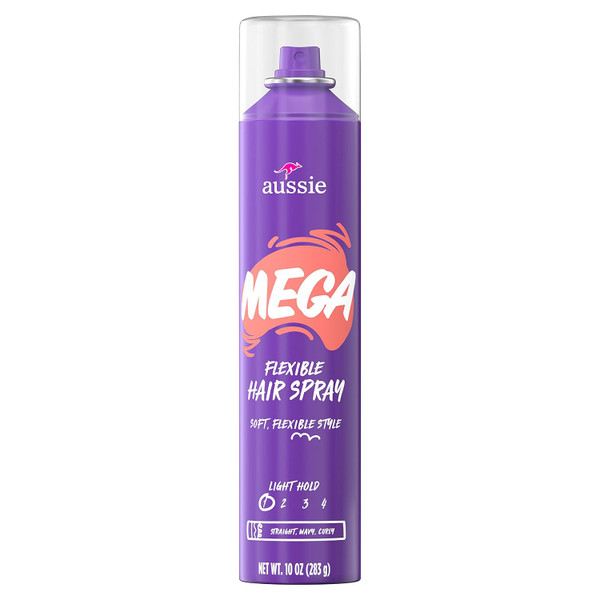 Aussie Mega Flexible Hair Spray For Curly Hair, Straight Hair, And Wavy Hair, 10 Oz