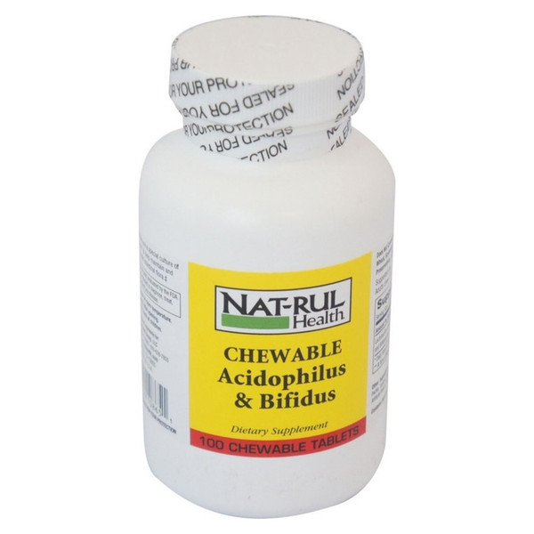 Nat-Rul Health Chewable Acidophilus & Bifidus, 100 Ea