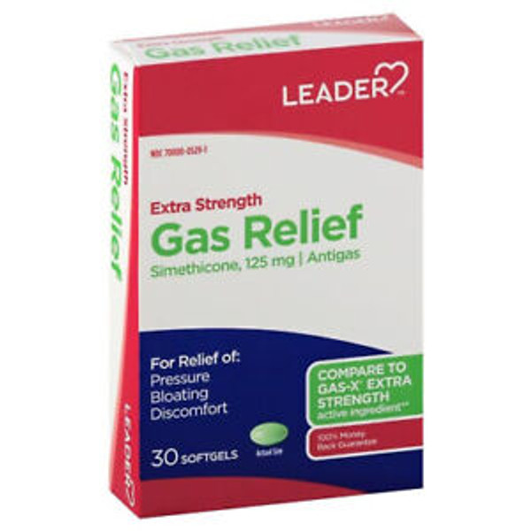 Leader Simethicone 125 mg Anti-Gas - 30 Softgels