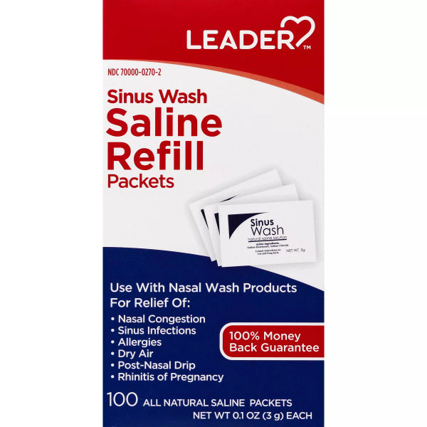 Leader Sinus Wash Saline Refill Packets - 100ct