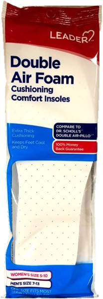 Leader Double Air Foam Insoles, Unisex - 1 Pair