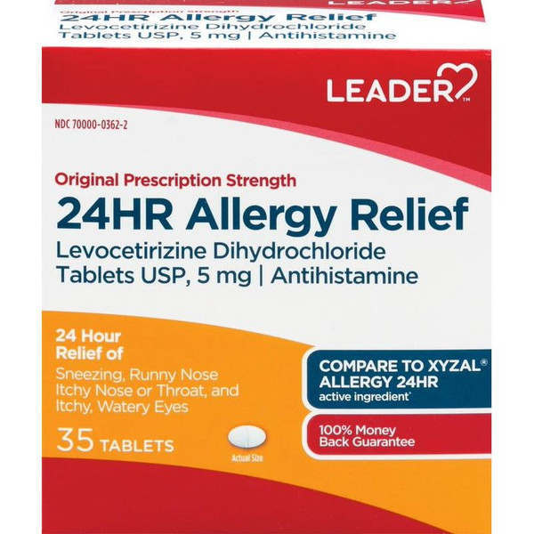 Leader 24hr Allergy Relief Tablets - 35 ct