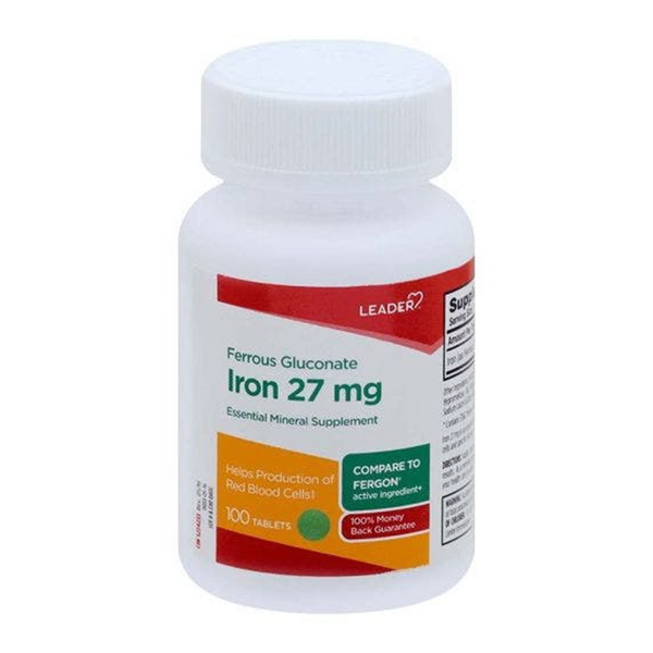 Leader Iron Supplement Tablets 27Mg - 100 Ct