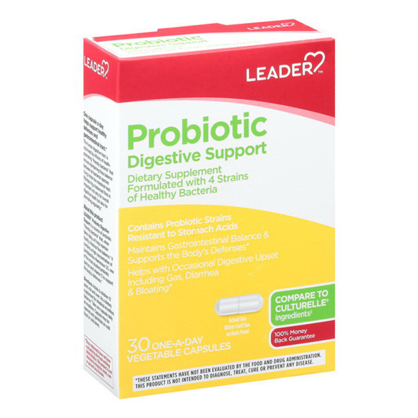 Leader Probiotic Digestive Support Vegetable Capsules - 30 Ea
