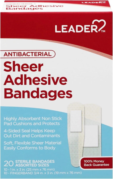 Leader Sheer Adhesive Bandages Assorted - 20 Ct