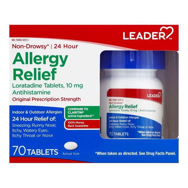 Leader Allergy 24 Hour Relief Tablets - 70 Ct