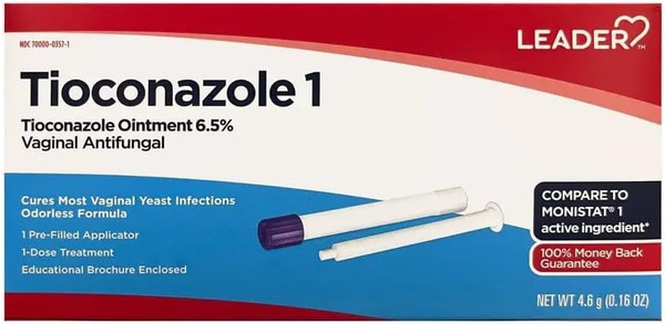 Leader Tioconazole 1-Day Vaginal Antifungal Odorless Ointment - 0.16 oz