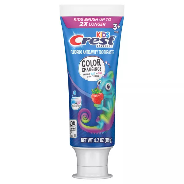 Crest Kids' Advanced Color Changing Toothpaste in Strawberry for Encouraging Brushing, 4.2 oz