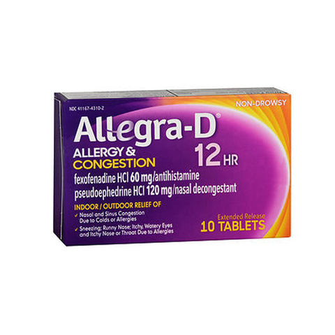 Allegra 12 Hour Allergy Congestion Extended Release Tablets - 10 tabs