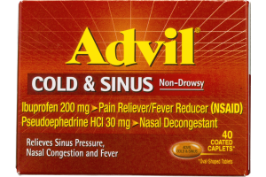 Advil Cold & Sinus Non-Drowsy Ibuprofen Coated Caplets 200mg - 40 Ct