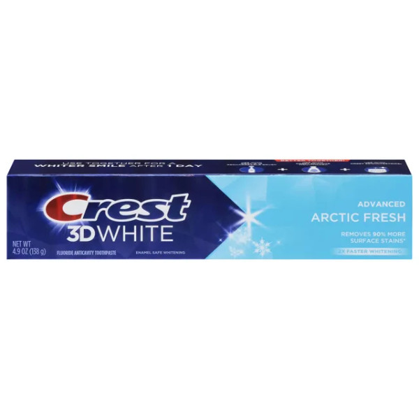 Crest 3D White Advanced Fluoride Anticavity Arctic Fresh Toothpaste for Whitening, 4.9 oz