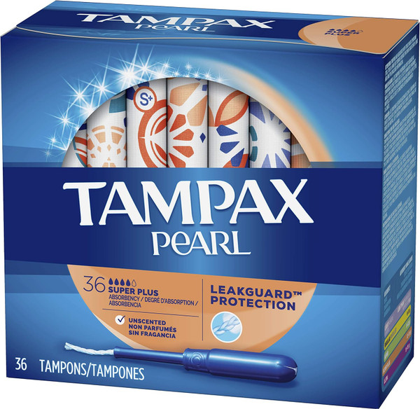 Tampax, Pearl Tampons Super Plus Absorbency With Leakguard Braid Unscented, 36 Count