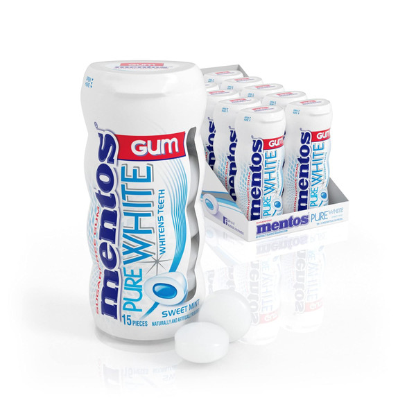 Mentos Pure White Sugar-Free Chewing Gum Sweet Mint - 10 Ct