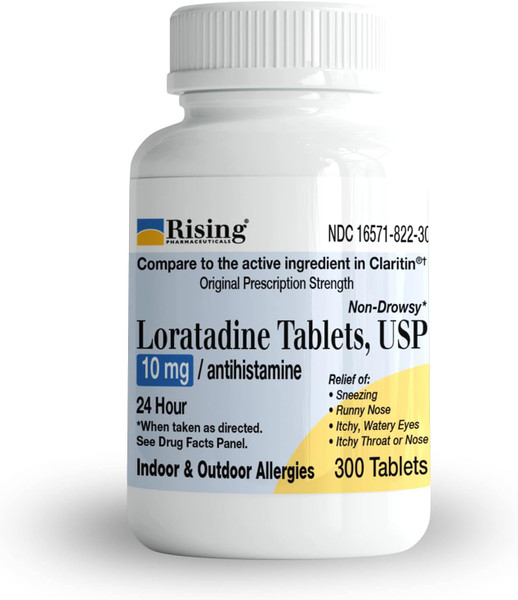 Rising Pharma Loratadine 10mg Antihistamine Allergy Relief - 300 Tablets