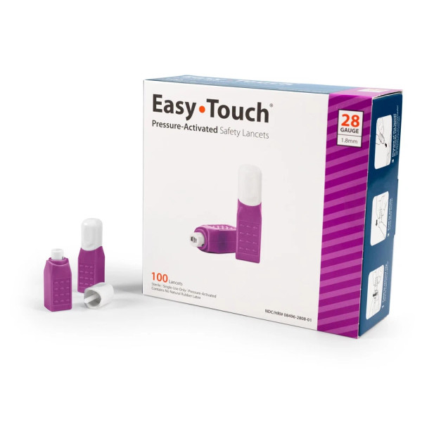 Easy Touch Pressure Activated Safety Lancets 28g - 100 Lancet
