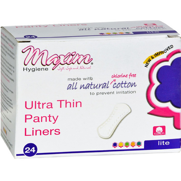 Maxim Natural Cotton Ultra Thin Panty Liners, Lite, Unscented 24 Ea