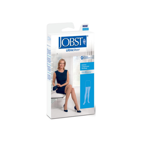 Jobst Ultrasheer Thigh Highs 15-20 Mmhg With Lace Silicone, Beige, X-Large, 1 Pair