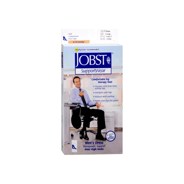 Jobst Supportwear Socks Men'S Dress Knee High Mild Compression 8-15Mmhg Black X-Large Close-Toe 1 Pair