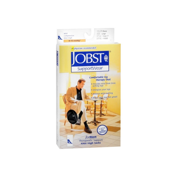 Jobst Supportwear Socks For Men Knee High 8-15 Mmhg Black Large 1 Pair