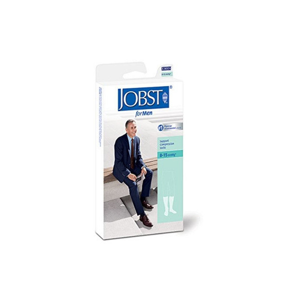 Jobst Supportwear Mens Light Weight Dress Socks, Knee High 8-15 Mmhg, White, Medium