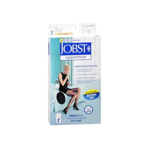 Jobst Supportwear Knee High Stockings 8-15 Mmhg Ultra Sheer Classic Black Medium 1 Pair