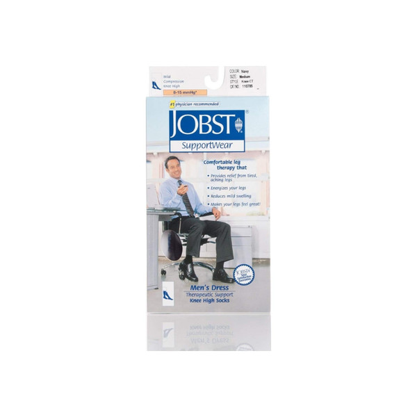 Jobst Men'S Dress Knee High 8-15 Closed Toe Socks, Navy, Medium 1 Pair