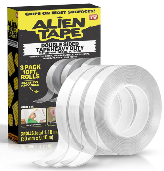 ALiEN Tape Double Sided Multipurpose Removable Adhesive Grip Mounting Tape - 3 pack