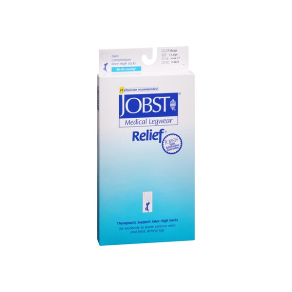 Jobst Medical Legwear Knee High 20-30 Mmhg Firm Compression X-Large Beige Close-Toe 1 Pair