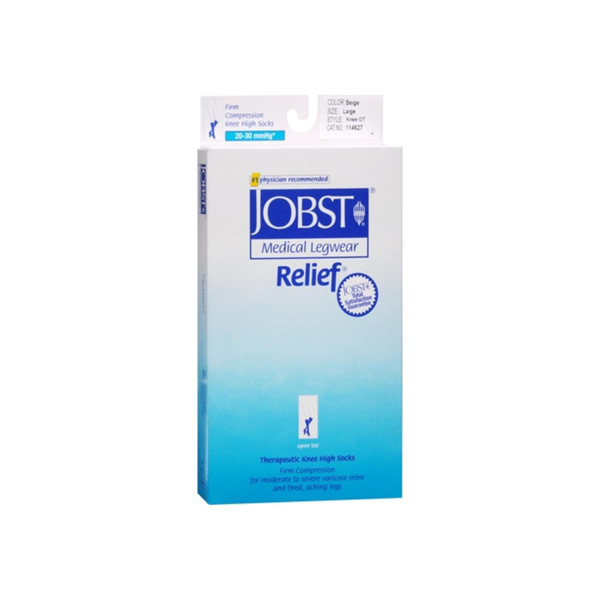 Jobst Medical Legwear Knee High 20-30 Mmhg Firm Compression Large Beige Open-Toe 1 Pair